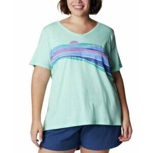 Columbia Women's Plus Size Bluebird Day Relaxed VNeck Top Green Size 2X MSRP $36